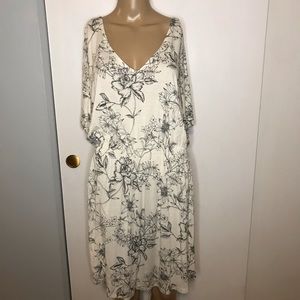 H&M Medium white with black print dress